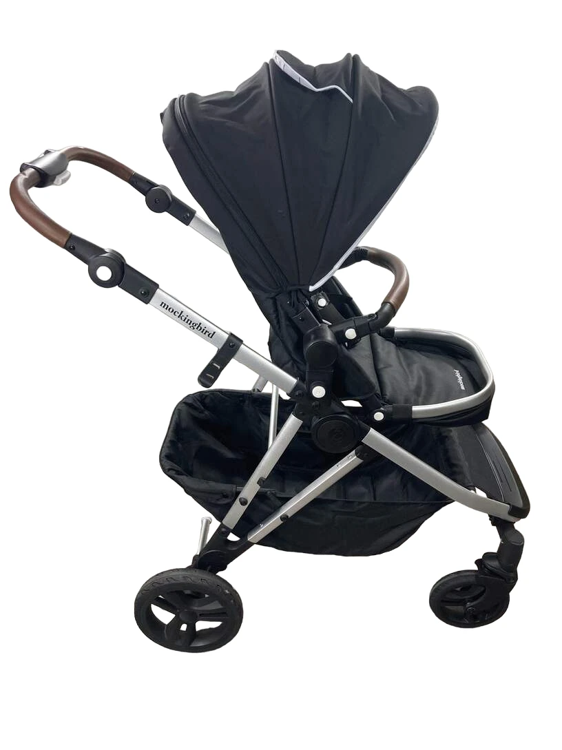 Mockingbird Double Stroller, 2022, Black, Windowpane Frame, Silver With Penny Leather 5 Mockingbird Double Stroller, 2022, Black, Windowpane Frame, Silver With Penny Leather - Image 3