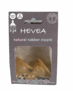 Hevea Natural Rubber Bottle Nipples, 2 Pack, Medium Flow