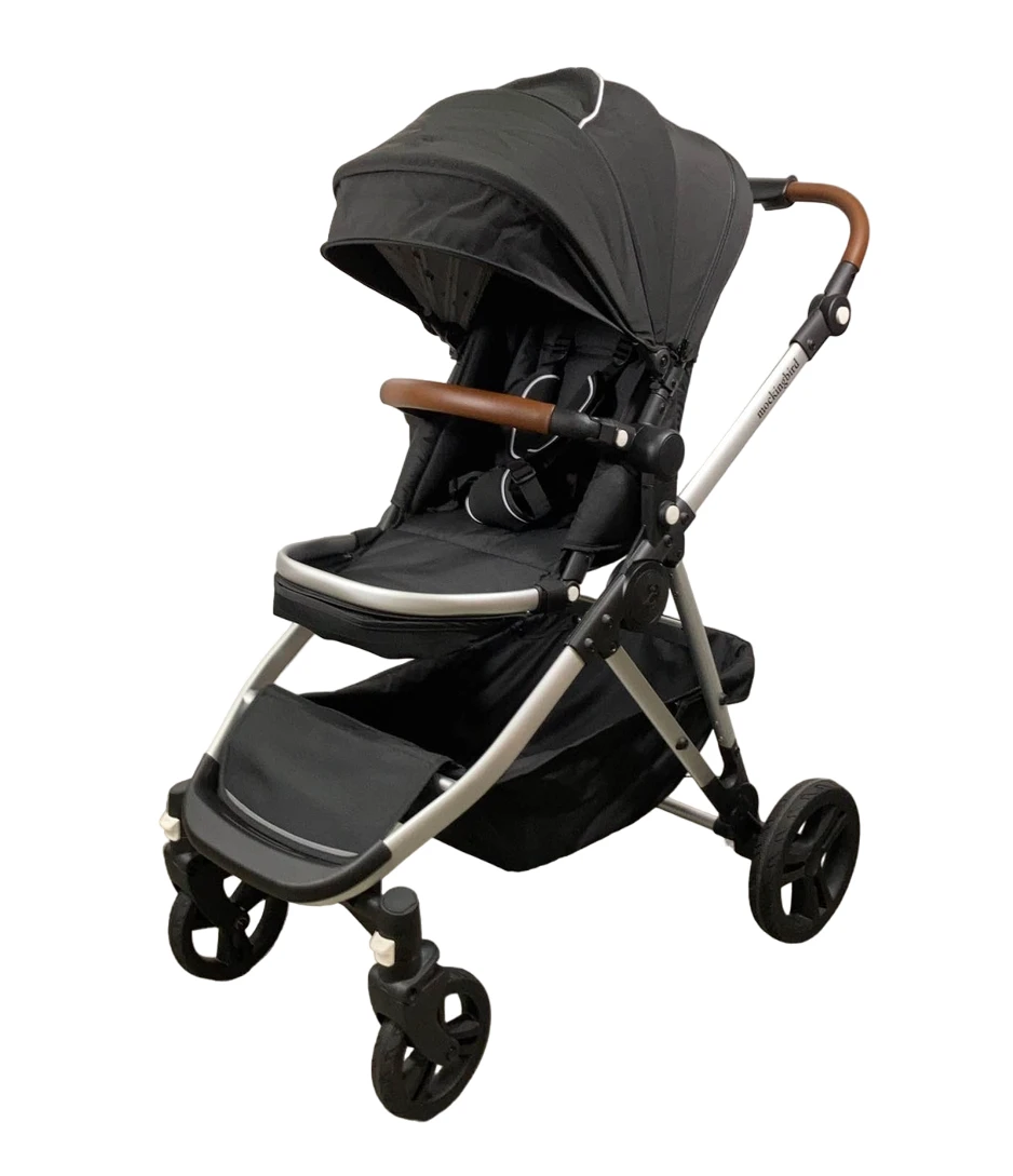 Mockingbird Single To Double 2.0 Stroller, 2023, Silver With Penny Leather, Watercolor Drops, Black 4 Mockingbird Single To Double 2.0 Stroller, 2023, Silver With Penny Leather, Watercolor Drops, Black - Image 2