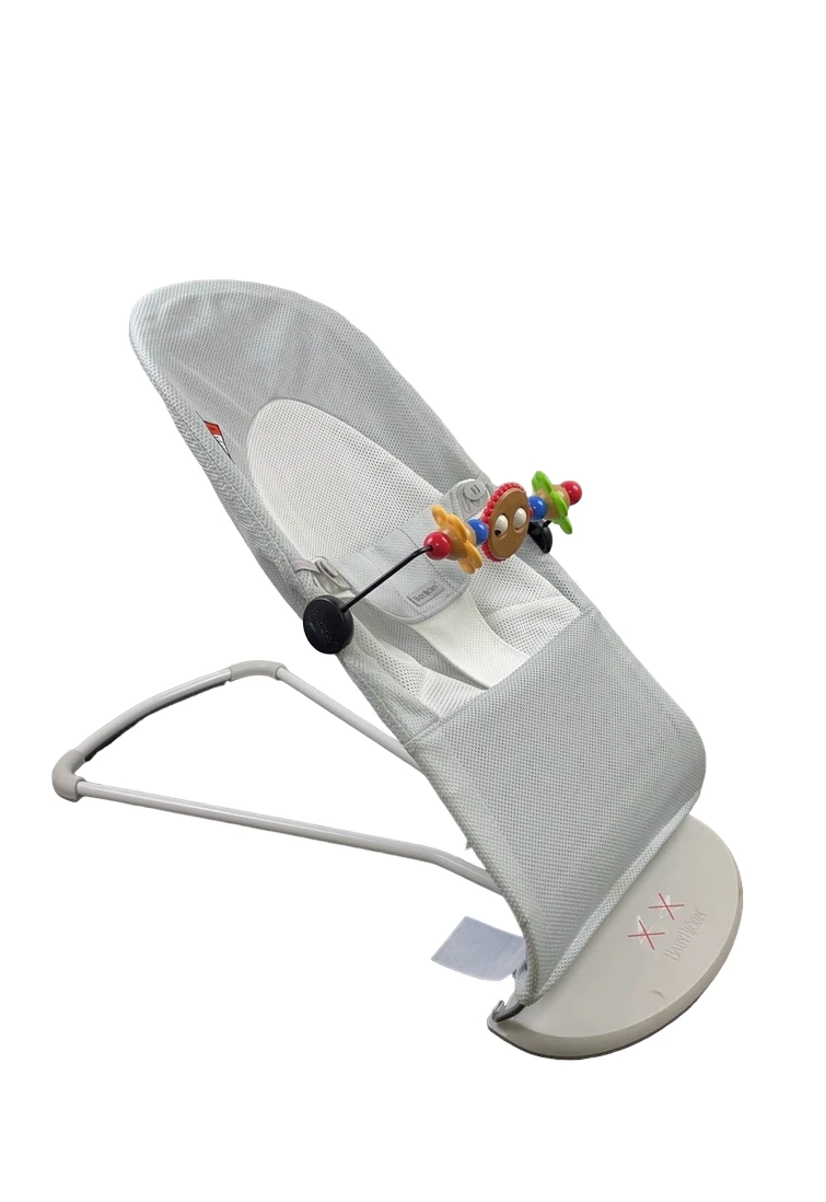 BabyBjorn Bouncer Balance With Toy Bar, Silver/White Mesh, Light Gray Frame 4 BabyBjorn Bouncer Balance With Toy Bar, Silver/White Mesh, Light Gray Frame - Image 2