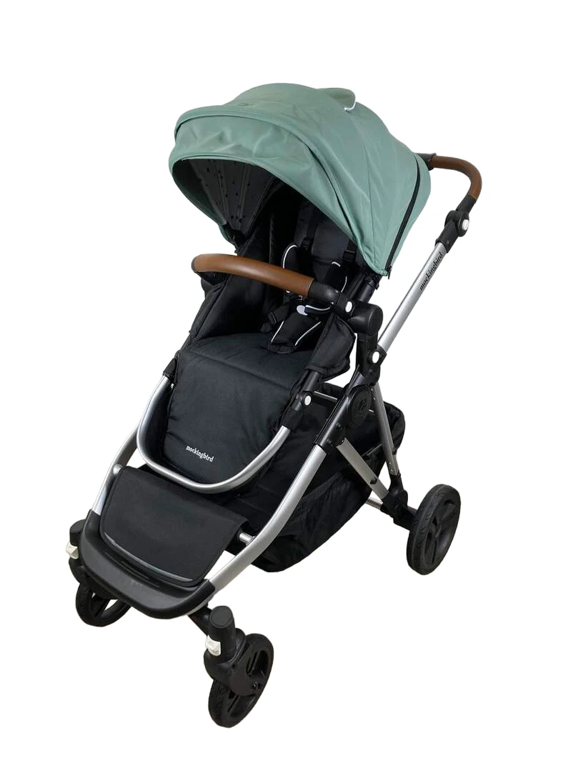 Mockingbird Single To Double 2.0 Stroller, 2023, Silver With Penny Leather, Watercolor Drops, Sage 4 Mockingbird Single To Double 2.0 Stroller, 2023, Silver With Penny Leather, Watercolor Drops, Sage - Image 2