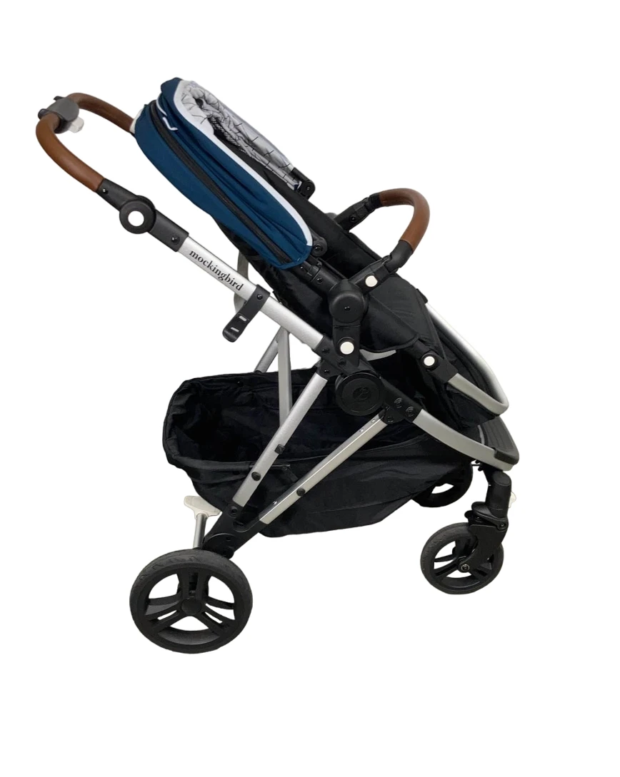Mockingbird Single Stroller, Silver With Penny Leather, 2023, Sea, Windowpane 4 Mockingbird Single Stroller, Silver With Penny Leather, 2023, Sea, Windowpane - Image 2