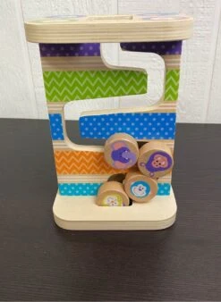 Melissa & Doug First Play Wooden Safari Zig-Zag Tower With 4 Rolling Pieces