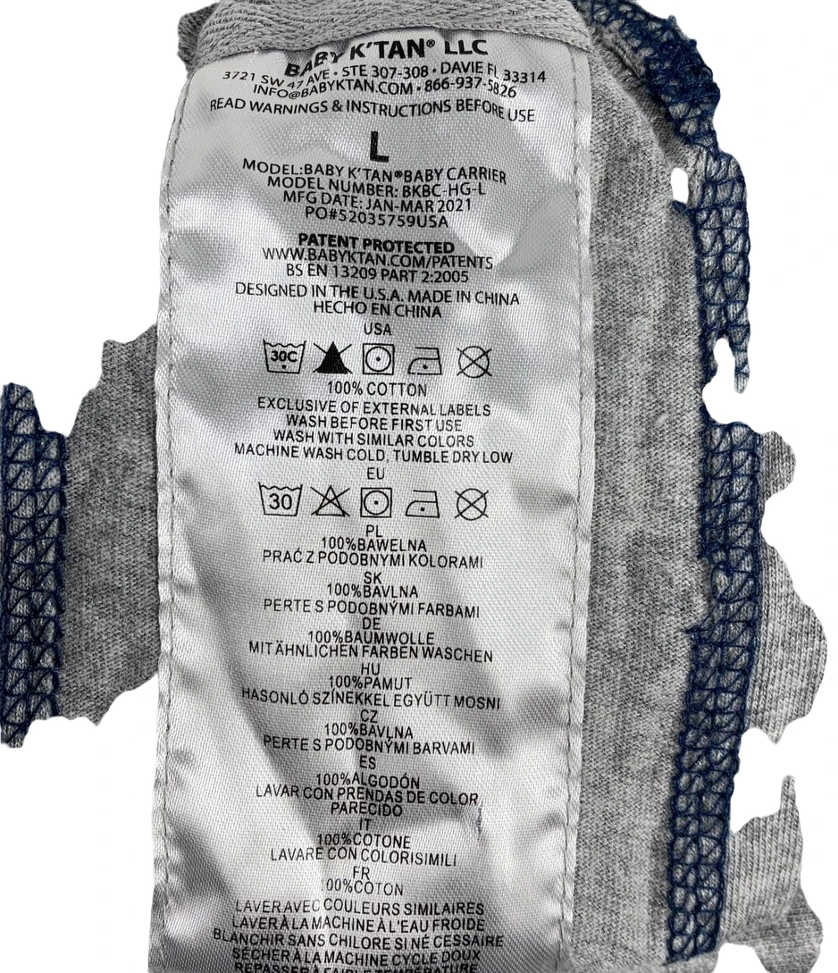 Baby K'tan Baby Carrier, Large, Original, Heather Gray 4 Baby K'tan Baby Carrier, Large, Original, Heather Gray - Image 2