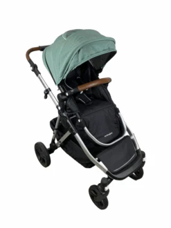 Mockingbird Single To Double 2.0 Stroller, 2023, Silver With Penny Leather, Watercolor Drops, Sage