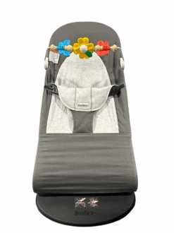 BabyBjorn Bouncer Balance With Toy Bar, Dark Grey/Grey, Black Frame