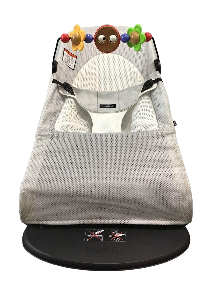 BabyBjorn Bouncer Balance With Toy Bar, Silver White Mesh, Black Frame 4 BabyBjorn Bouncer Balance With Toy Bar, Silver White Mesh, Black Frame - Image 2