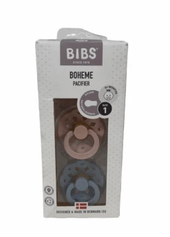 BIBS Boheme Natural Rubber Pacifier 2 Pack, Cloud/Blush, Size 1