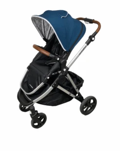 Mockingbird Single Stroller, Silver With Penny Leather, 2023, Sea, Windowpane