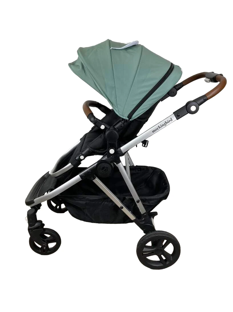 Mockingbird Single To Double 2.0 Stroller, 2023, Silver With Penny Leather, Watercolor Drops, Sage 5 Mockingbird Single To Double 2.0 Stroller, 2023, Silver With Penny Leather, Watercolor Drops, Sage - Image 3