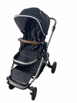 Mockingbird Double Stroller, 2022, Black, Windowpane Frame, Silver With Penny Leather