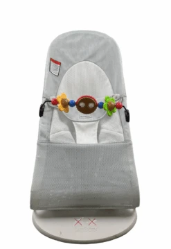 BabyBjorn Bouncer Balance With Toy Bar, Silver/White Mesh, Light Gray Frame