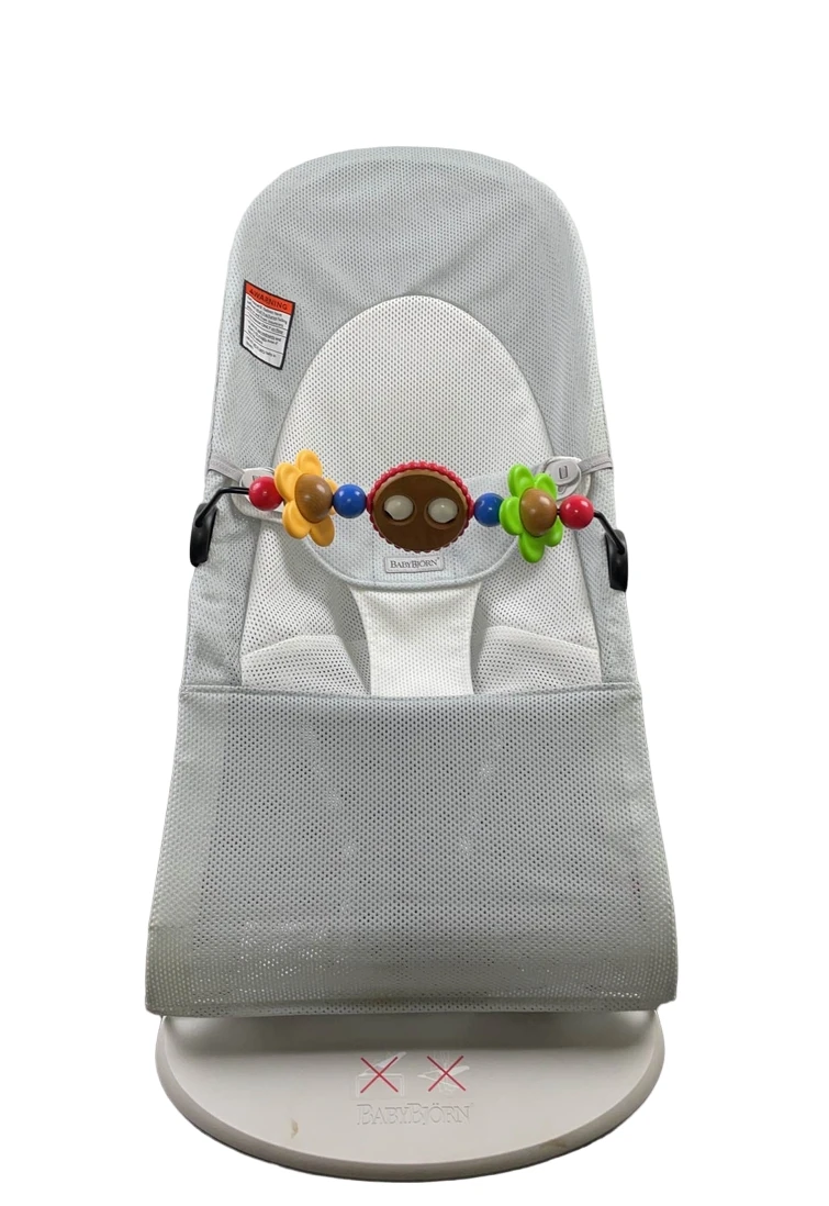 BabyBjorn Bouncer Balance With Toy Bar, Silver/White Mesh, Light Gray Frame 3 BabyBjorn Bouncer Balance With Toy Bar, Silver/White Mesh, Light Gray Frame
